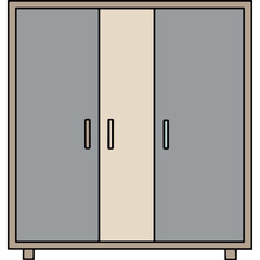 Modern Three Door Wardrobe With Neutral Color Scheme And Minimalist Design Suitable For Bedroom Storage