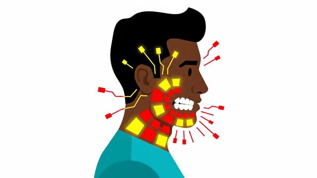 Transformation Process Depicted On The Human Face With Technological Illustrations