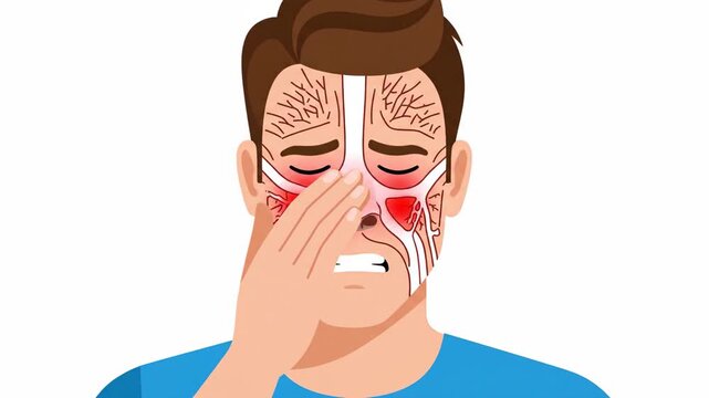 Visualization Of Sinus Infection Symptoms On Anatomical Illustration And Visuals