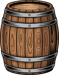 wooden barrel, rustic container, vintage keg, oak cask, metal bands, storage vessel, wine barrel, beer keg, traditional woodwork, cad drawing flat vector illustration