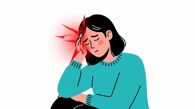Woman Experiencing A Pulsating Headache Illustrated In Vivid Detail, Conceptual Art