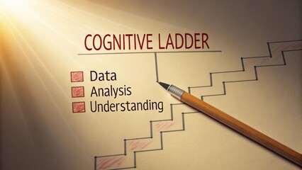 Cognitive Ladder Illustration with Steps for Data Analysis and Understanding in Educational Concepts