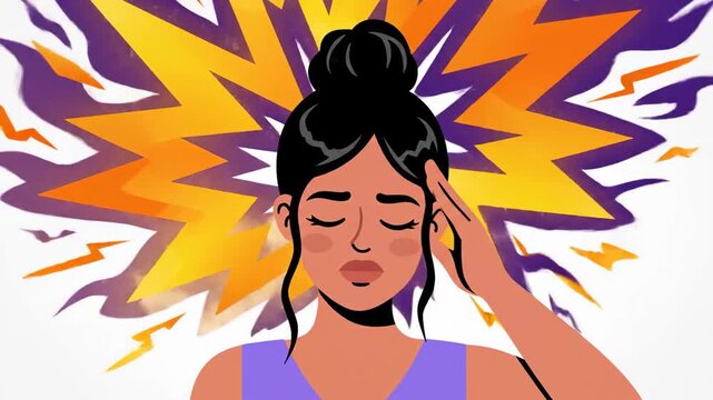 Woman Experiencing A Severe Headache, Concept Depicting Pain and Emotional Distress