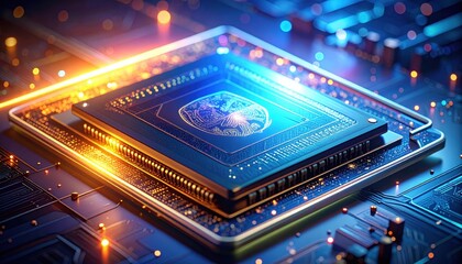 Fototapeta premium Central Processing Unit on Circuit Board