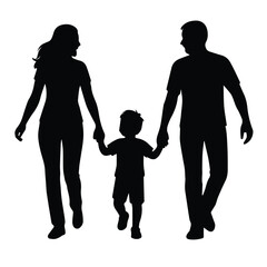  Happy walking family silhouette crafted for parenting-friendly vector themes.