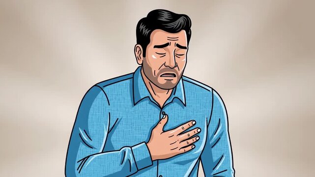 Man Experiencing Chest Pain or Discomfort, A Visual Depiction of Emotional Distress