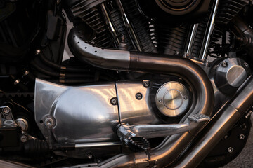 Fototapeta premium vintage motorcycle engine detail, closeup