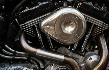 Obraz premium vintage motorcycle engine detail, closeup