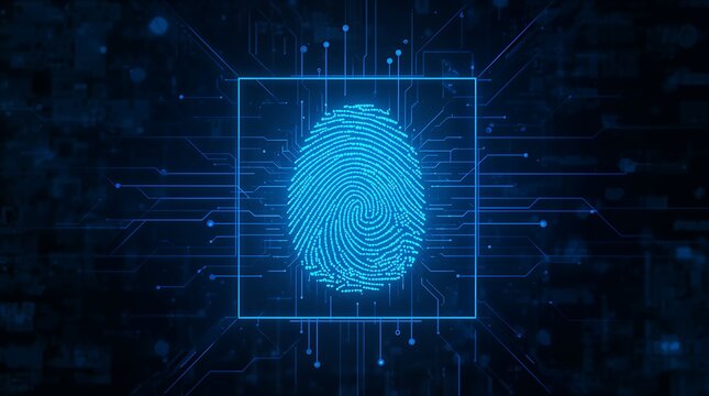 Fingerprint scan digital identity verification technology - Powered by Adobe