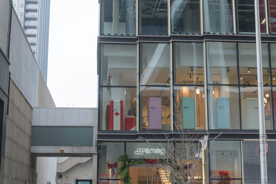 exterior building facade merchandise and sign of Smeg, a home goods store, located at 2 Bloor W, Toronto
