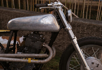 vintage motorcycle engine detail, closeup