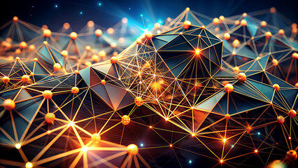Abstract network connection background digital technology design with glowing nodes and lines for science and technology concepts