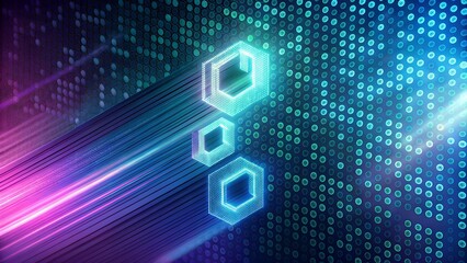 Futuristic Abstract Hexagon Network With Glowing Neon Lines and Digital Technology Background