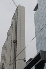 Fototapeta premium skyward view of 50 Scollard Condos (with elevator) designed by Foster + Partners developed by Lanterra, Toronto