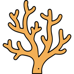 Obraz premium Orange Coral Branch Silhouette With Black Background And A Small Black Dot On The Stem