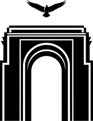 Fototapeta premium Majestic Archway Silhouette with Soaring Bird Architectural Icon 