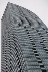 Naklejka premium skyward view of L‑Tower, a residential skyscraper designed by Daniel Libeskind, completed in 2016, located at 8 The Esplanade, Toronto
