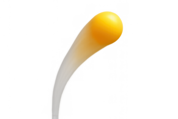 Viscous egg yolk dripping from above, forming a flowing stream of liquid with a transparent background