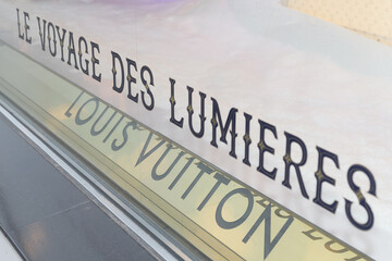 Naklejka premium holiday display at Louis Vuitton, a leather goods store, located at 150 Bloor St W, at 89 Avenue Yorkville, Toronto