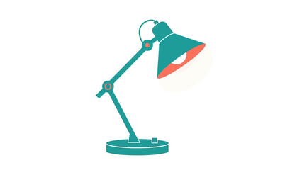 Vibrant teal and coral desk lamp icon illuminates ideas for modern workspace design projects and study concepts