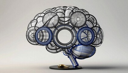 Sculptural Brain with Golden Sperm