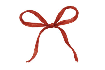 Red gift bow knotting, a decorative fabric ribbon for presents and festive occasions, isolated on transparent background