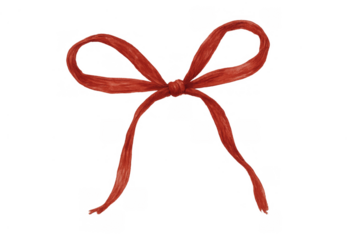 Red gift bow knotting, a decorative fabric ribbon for presents and festive occasions, isolated on transparent background