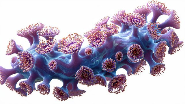 Close up view of vibrant purple and blue coral polyp structure showing intricate internal system and delicate tentacles highlighting complex marine organism underwater beauty and natural design