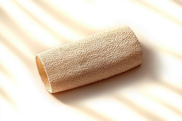 Obraz premium natural exfoliating loofah sponge on light surface with soft shadows creating a warm and calming mood