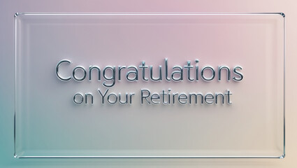 A gradient blue greeting card with a thin gold border, centered golden lettering saying &lsquo;Congratulations on Your Retirement&rsquo;.