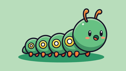 Cute Cartoon Green Caterpillar Illustration with Friendly Face.