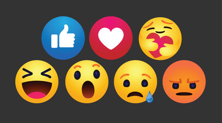 Obraz premium vector round yellow cartoon bubble emoticons comment social media chat comment reactions, icon template face emoji character message