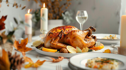 Golden Roast Chicken with Lemon and Herbs for Fall Dinner