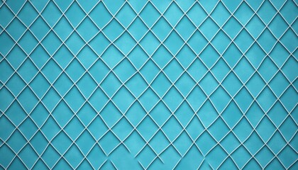 Close-up of a blue surface with an intersecting diagonal white grid creating diamond-shaped patterns and a neat geometric design