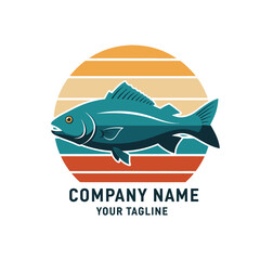Vector illustration of a blue fish for a fishing company logo.