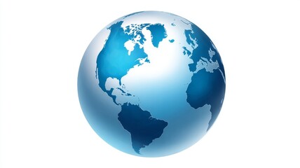 Flat globe icon illustration showing simplified world map in blue and green tones, clean minimalist earth symbol for web design, apps, user interfaces, infographics, and global communication concepts