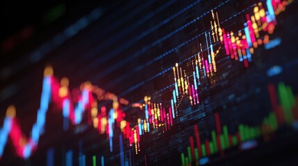 Stock exchange market chart, Stock market data on LED display. Business analysis concept.