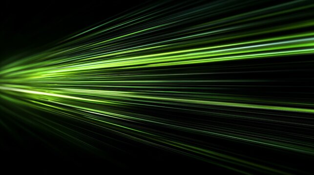 a close up of a neon light display with blurred green and yellow rays against a dark background, creating an abstract, energy like effect