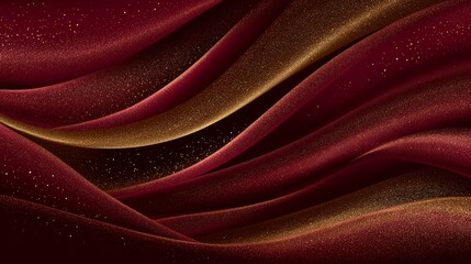 an artistic, abstract representation of a curtain with flowing folds. the curtain features a blend of red and gold hues, creating a dynamic, shimmering effect against a darker background