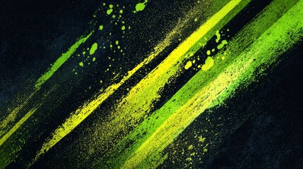 a vibrant digital art piece showcasing a striking graphic design with a lively green and yellow color scheme, set against a contrasting dark background