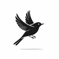 Obraz premium Elegant silhouette of a bird in flight against a clean white background illustration