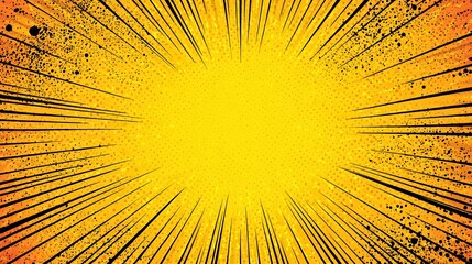 a vibrant explosion of yellow and red against a contrasting gray background. this burst of light is dynamic and full of energy, suggesting an intense moment captured in time