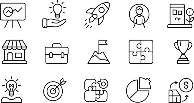 Business icons for startup and growth strategy