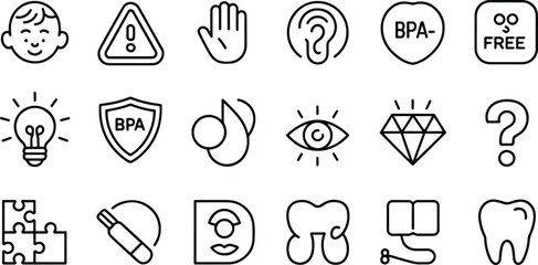 Collection of line icons for various purposes