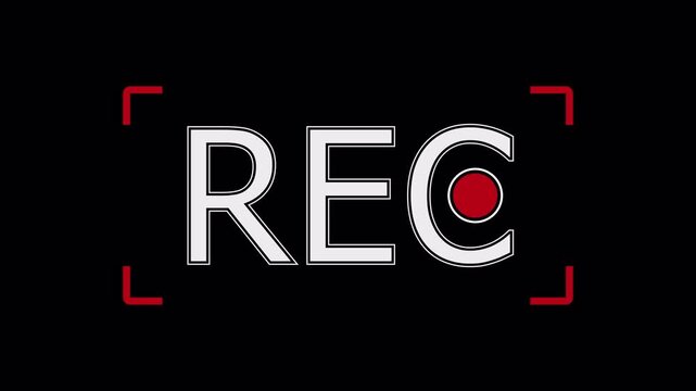 Recording in progress indicator with red dot and square brackets on black