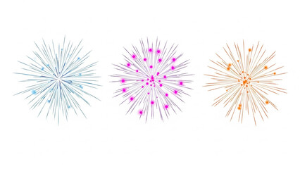 Obraz premium Set of colorful firework illustrations festive vector design elements for holiday celebrations isolated on white background
