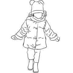 Winter Fashion for Toddlers, Minimalist Line Art
 
