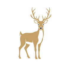 Obraz premium Noble male deer or reindeer graphic with impressive antlers. A stylized vector logo template isolated for wildlife or nature branding