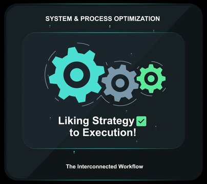 Interconnected Cogs Process, System, Interconnection Flat graphic animated cartoon