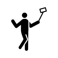 Selfie Taking Person Icon Using Mobile Stick Representing Modern Social Media, Communication, and Personal Expression